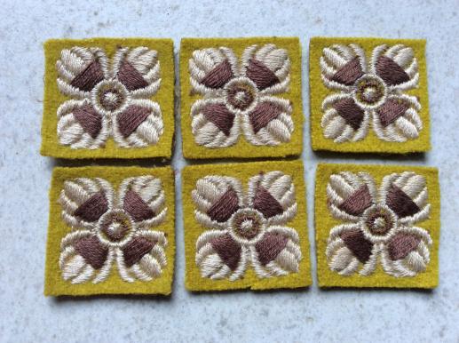 WW2 yellow backed Armoured Corps Officers Pips x 6