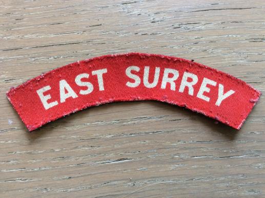 WW2 Printed EAST SURREY Regiment Shoulder Title 