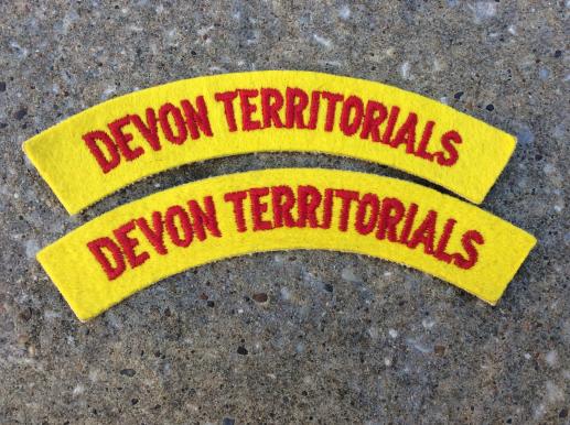 DEVON TERRITORIALS Cloth Shoulder Titles 