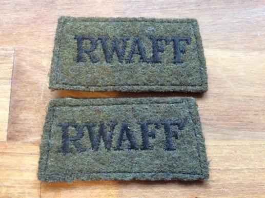 WW2 RWAFF slip on Shoulder Titles