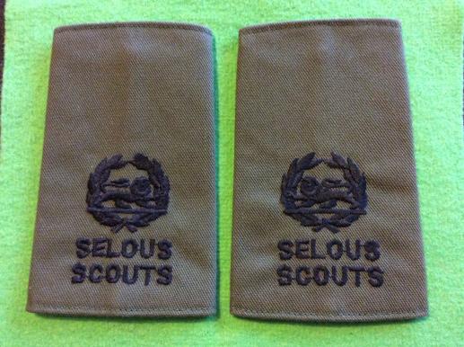 SELOUS SCOUTS Shoulder slides, matching facing pair.