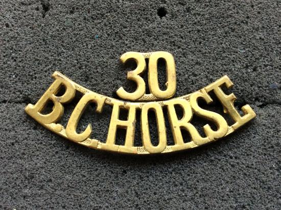 Canadian 30th B.C HORSE brass shoulder title