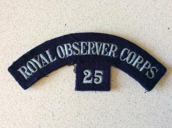 Royal Observer Corps 25 Shoulder title
