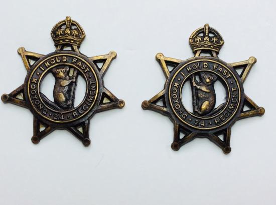 Australian 24th (Kooyong) Regiment Collar Badges