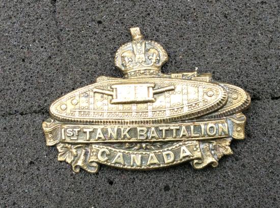 WW1 1st Canadian Tank Battalion Collar Badge
