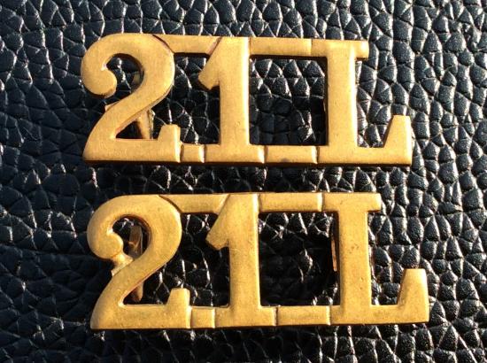 Pre 1922 21st Lancers Brass Shoulder titles