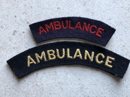 WW2 Civil Defence AMBULANCE cloth titles