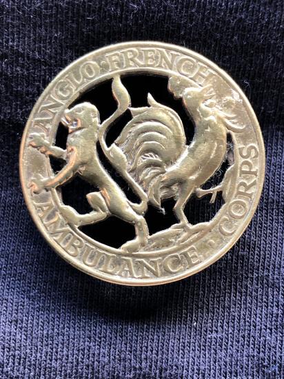 Anglo French Ambulance Corps brass cap badge