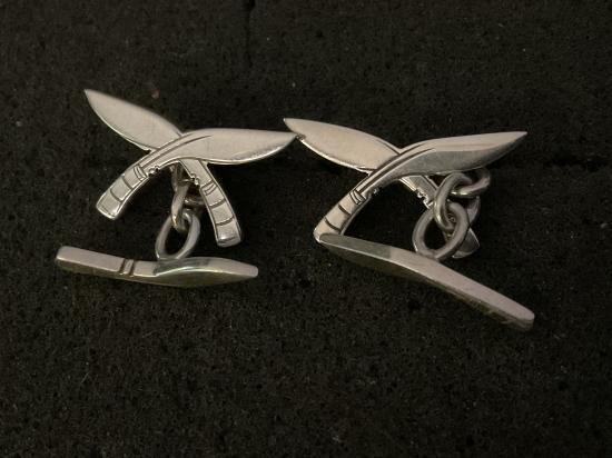 Gurkha Regiments, Hall marked silver cuff links by Edinburgh jeweller