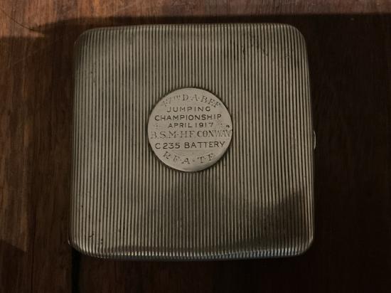 WW1 Cigarette case won by B.S.M H.F CONWAY R.F.A . D.C.M winner