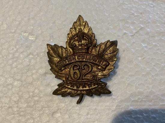 WW1 Canadian 62nd Batt ( Vancouver B.C) cap badge