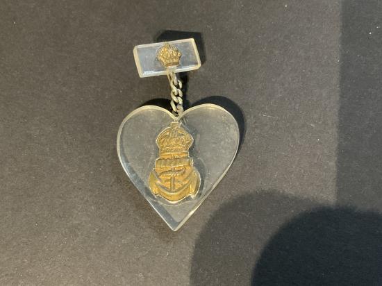 WW2 Royal Navy brass & Perspex  sweetheart badge
