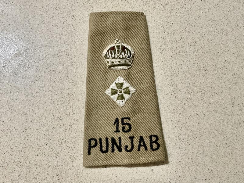 WW2 15th Punjab Regt Lieutenant Colonels rank slide