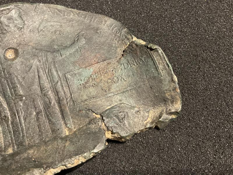 WW1 Memorial Plaque recovered from WW2 Blitz site