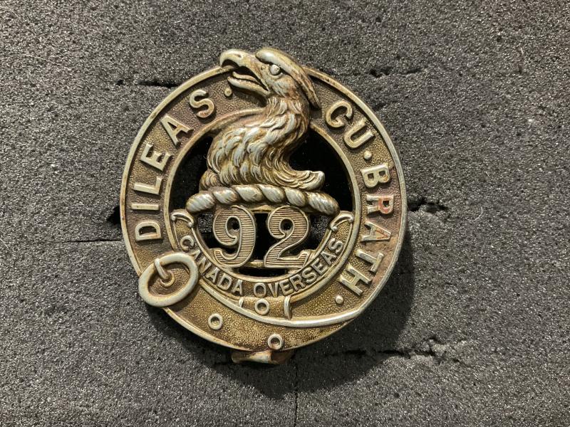 WW1 C.E.F 92nd Inf Bn, ‘48th Highlanders’ glengarry