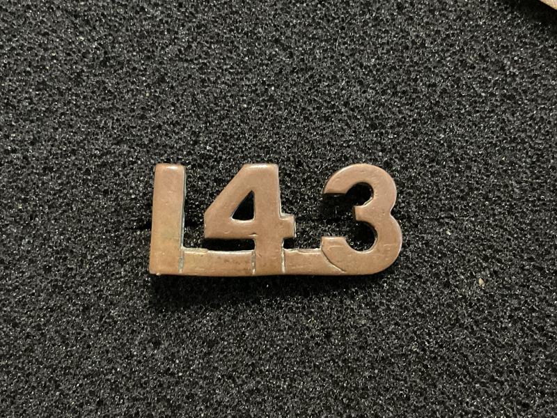 WW1 C.E.F 143rd Infantry ‘B.C Bantams’ shoulder number