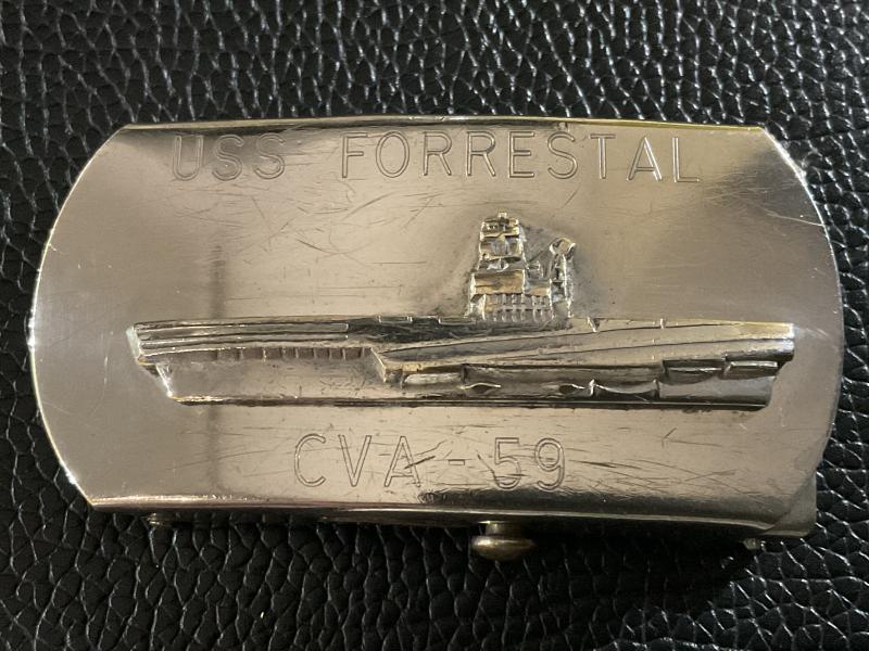 U.S.S FORRESTAL CVA 59 metal belt buckle