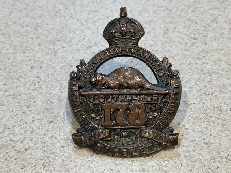 WW1 C.E.F 178th Infantry Btn cap badge