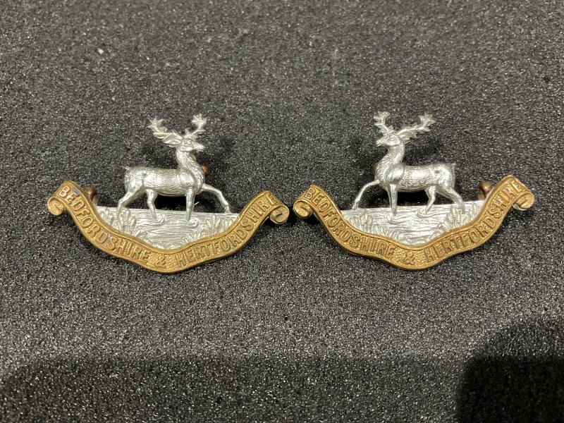 The Bedfordshire & Hertfordshire Regt collar badges