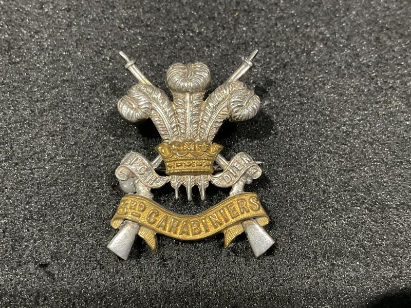 3rd Carabiniers  (Prince Of Wales’s D.G) Silver officers cap badge