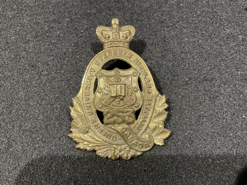 WW1 CEF 253rd Infantry Battalion “Queens University Highlanders “ cap badge
