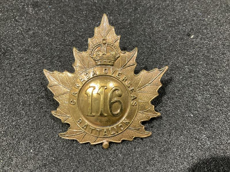 WW1 CEF 116th Inf Btn (Uxbridge, Ontario) cap badge