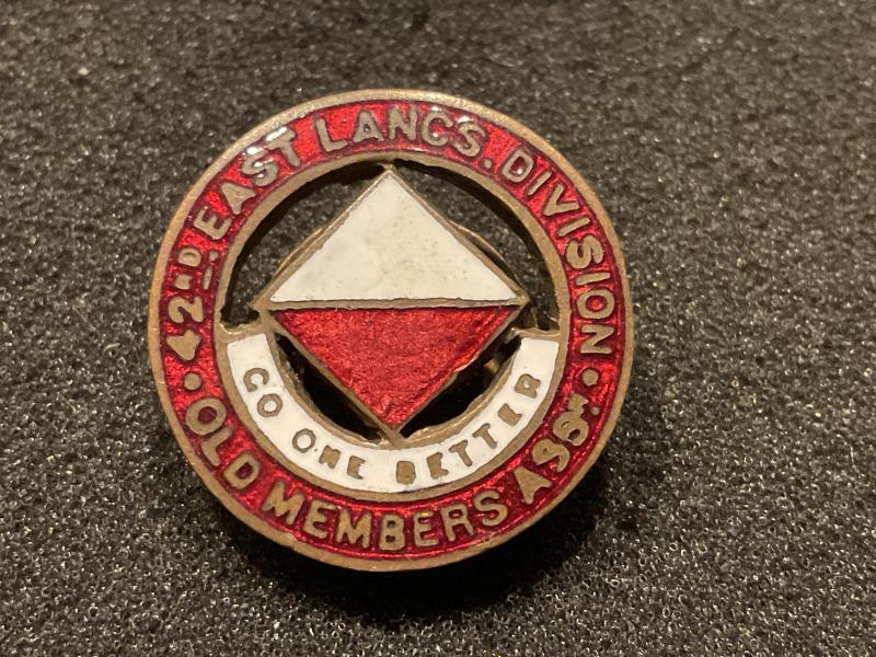 WW1 42nd East Lancs Division Old Members Assn lapel badge