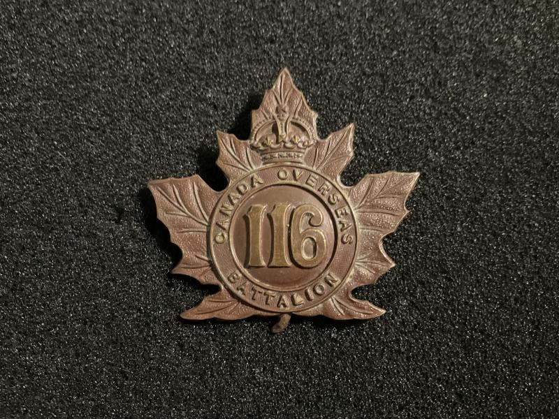 WW1 CEF 116th Inf Batt (Uxbridge, Ontario) cap badge
