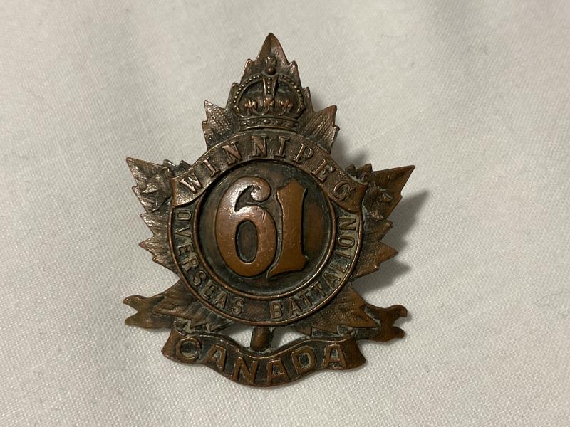 WW1 CEF 61st Infantry Battalion “Winnipeg” cap badge