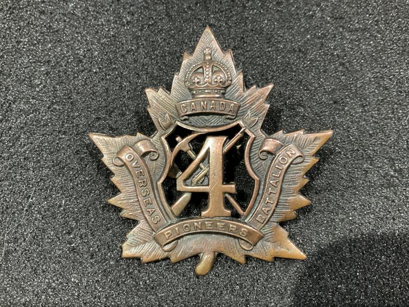 WW1 CEF 4th Pioneers Overseas Battalion cap badge