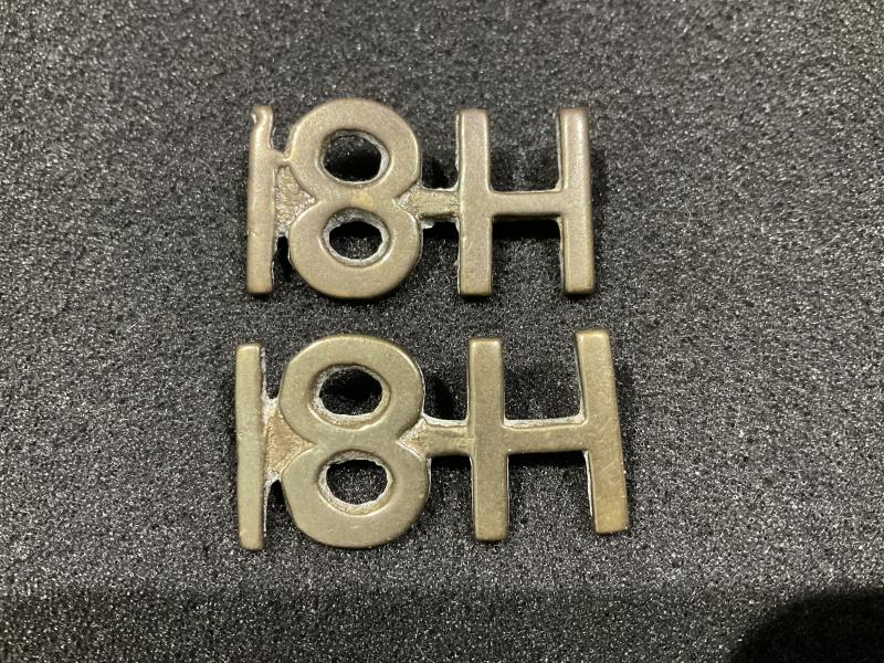 Boer War 18th Hussars theatre made brass a shoulder titles