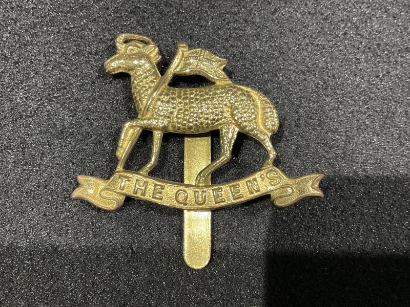 WW1 Brass economy The Queens Regiment cap badge