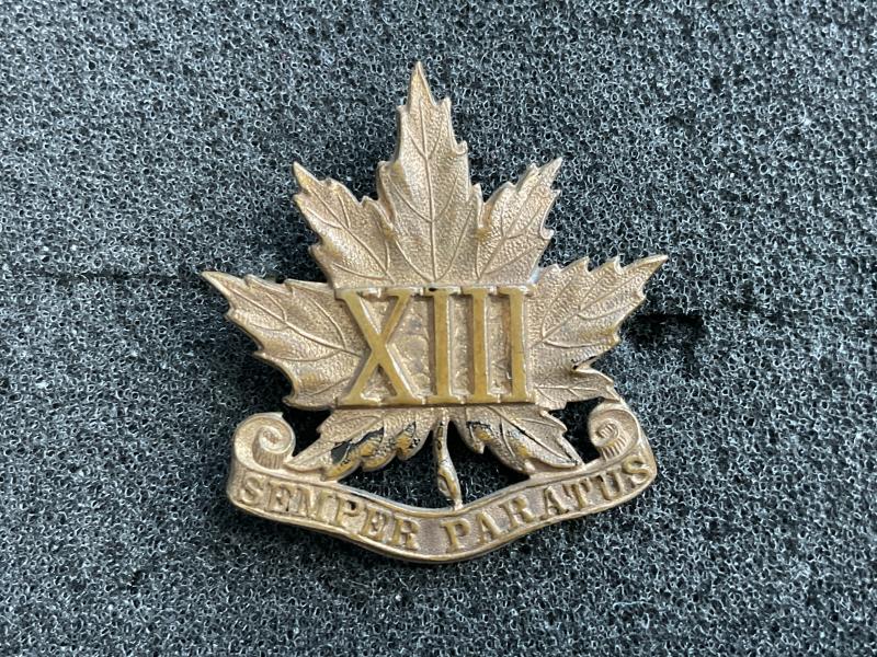 Canadian 13th Regiment collar badge