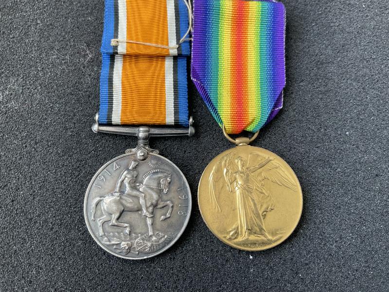 WW1 pair; T/254810 E.J.HOOKINS A.S.C from Mitcham