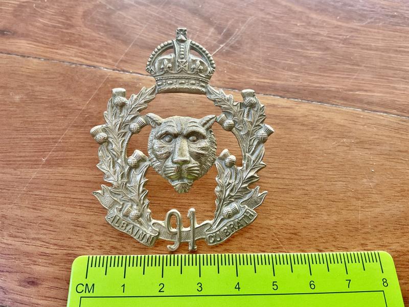 91st Canadian Highlanders (Militia) bonnet badge, circa 1908