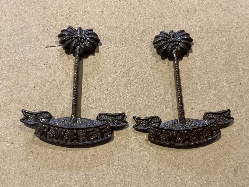 WW2 R.W.A.F.F bronze officers collar badges by Gaunt