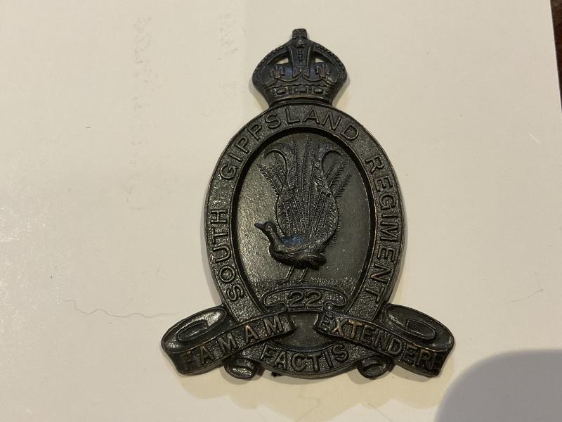 WW2 22nd Battalion, South Gippsland Regiment hat badge