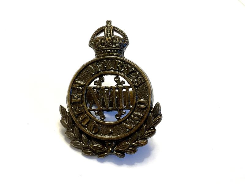 18th Hussars (Queen Marys Own) O.S.D cap badge
