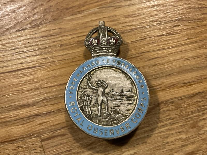 K/C Royal Observer Corps enamel lapel badge