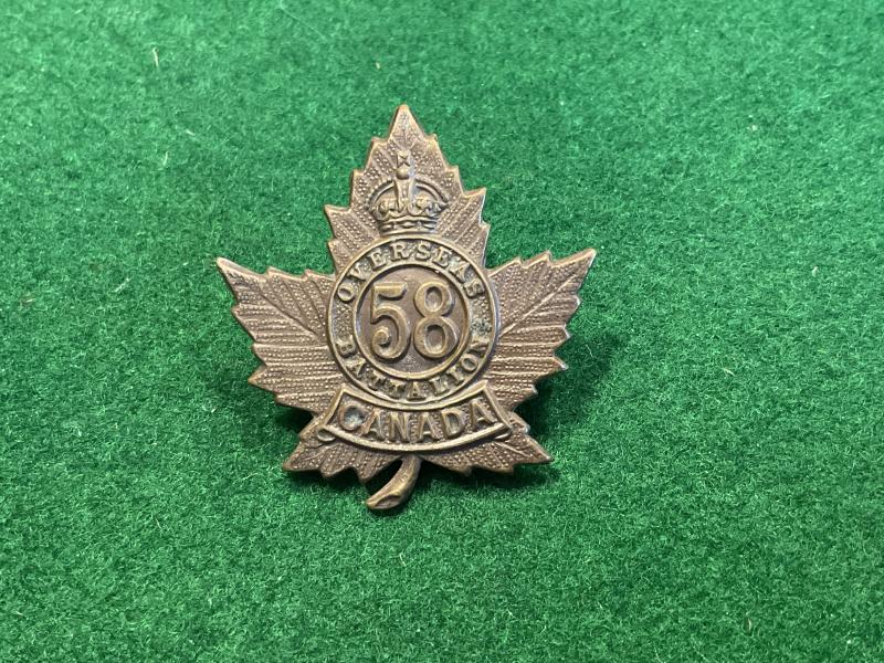 WW1 CEF 58th Infantry Battalion collar badge