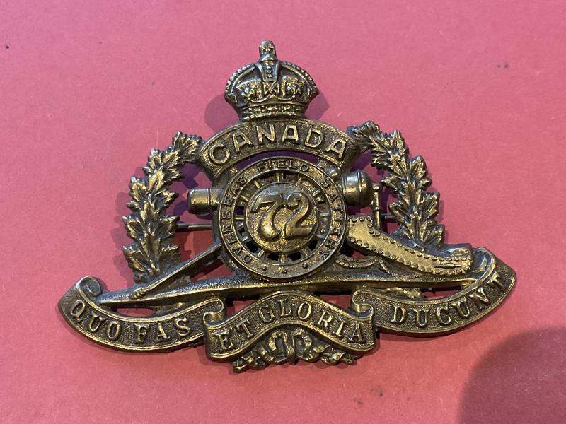 WW1 CEF 72nd Overseas Field Battery cap badge.