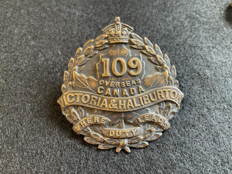 WW1 CEF 109th Infantry Battalion cap badge, dated 1916.