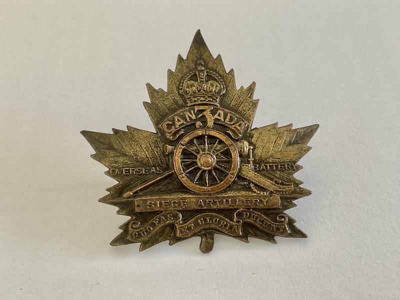 WW1 3rd Canadian Siege Artillery cap badge, circa 1915.