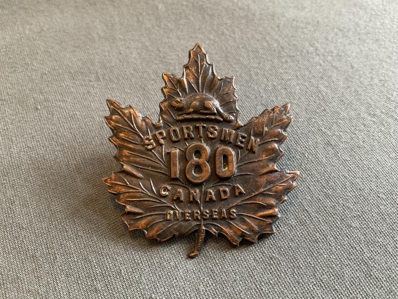 WW1 C.E.F 180th Infantry “ Sportsmen” Battalion cap badge.