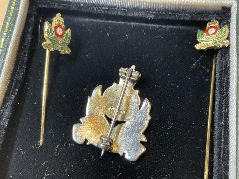 Q/C Intelligence Corps silver & enamel sweetheart by Carrington.